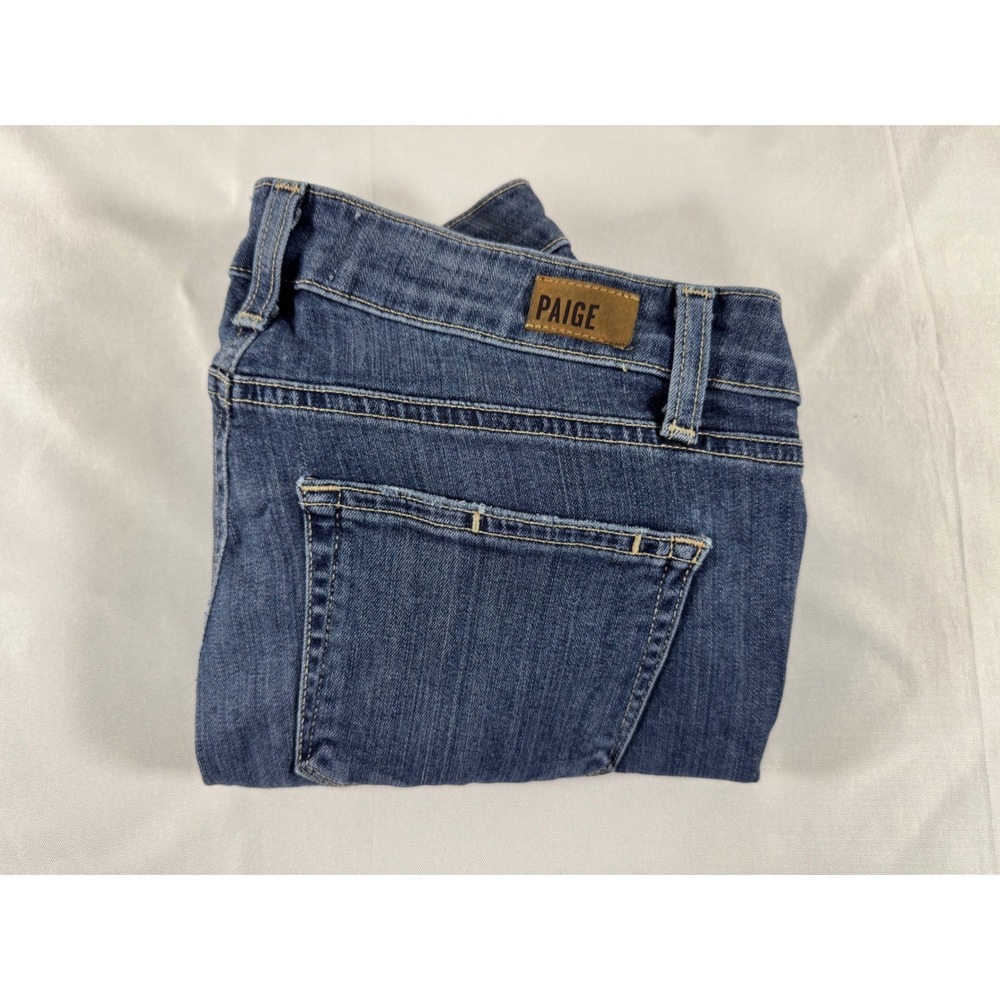 Paige Verdugo Ultra Skinny Jeans Blue Distressed Mid Rise Size 28